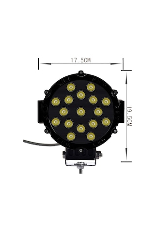 Off Road Sis Lambası 17 Ledli 51 Watt Siyah 4x4 Yayıcı Sis Farı