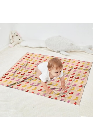 Noel Desenli Bebek Battaniyesi 40x30 İnç, Polar, Yumuşak, Hafif Ve Kalın Noel Çorap Renkli