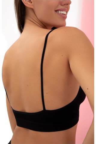 Mistirik Pisun Model Ip Askılı Örme Kumaş Büstiyer Korse Spor Sütyen Korse Ince Askılı Siyah Renk Siyah