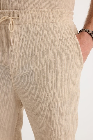 Tudors Erkek Slim Fit Dar Kesim Apaş Yaka Beli Bağcıklı Bej Gömlek Şort Takım-37574 Bej