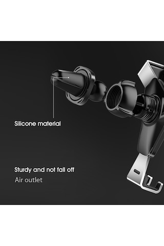 Samdoo Y-şekilli Otomobil Telefon Tutucusu, 360 Derece Döner, Ağırlıklı Metal Alüminyum, Klima Vanası Montajı, Siyah/gümüş/altın GÜMÜŞ