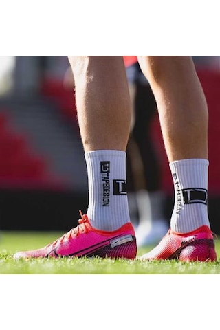 Kaydırmaz Silikon Tabanlı Pro Futbol Çorabı Havlu Taban Dikişsiz Beyaz