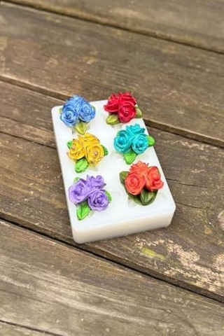 Gül Mini Altılı Silikon Mum Kalıbı 50 x 22