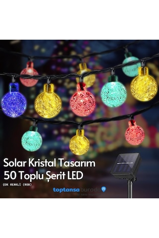 Technosmart 50 Ledli Rgb Işık 8 Modlu Solar Kristal Top Bahçe Aydınlatma Dekorasyon Güneş Enerjili