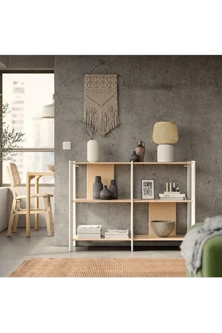 Ikea Jattesta Açık Raf Ünitesi, Beyaz-bambu 120x85 Cm Bambu - Beyaz