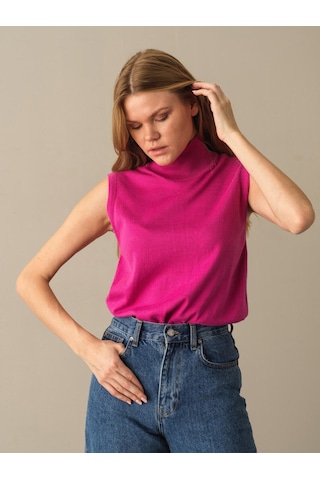 Xint Fuşya Slim Fit Balıkçı Yaka Pamuk Kazak 850830