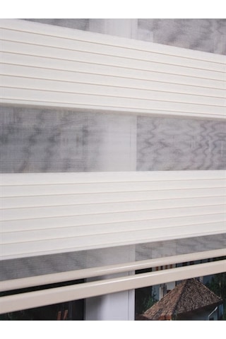 Narinlife Krem Geniş Plise Zebra Stor Güneşlik Perde