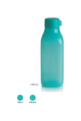Tupperware Eko Şişe 500 Ml Vidalı Kapak Kare Turkuaz Hsgl N1141667