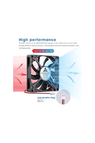 Gdstıme 80 Mm Fan 80 X 15 Mm 12v Bilgisayar Fanı 8cm Pc Fan Dc 12v Kasa Fan 2800 Rpm