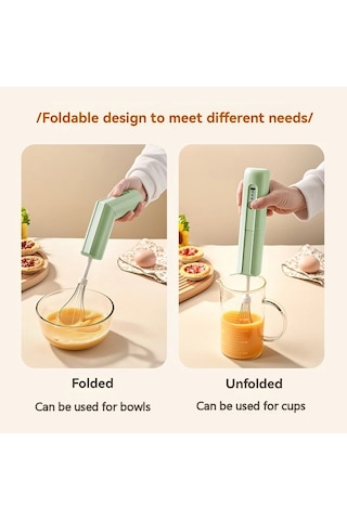 Katlanır Taşınabilir Elektrikli Yiyecek Mikseri Usb Şarj Elektrikli El Mikseri Yumurta Çırpıcı Ev Mutfak Aletleri Açık Yeşil Açık Yeşil