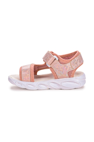 Kiko Kids 133 Hologram Işıklı Kız Çocuk Cırtlı Sandalet Ayakkabı Beyaz