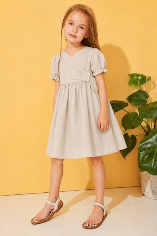 Esila Kids Kız Çocuk Elibse Flam Pamuk İnce Yazlık Elbise Bej
