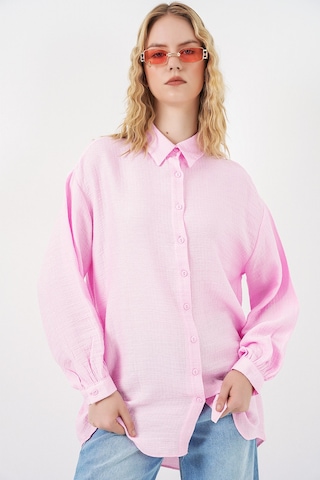 Bigdart Kadın Dokulu Oversize Tunik 5989 - Pembe