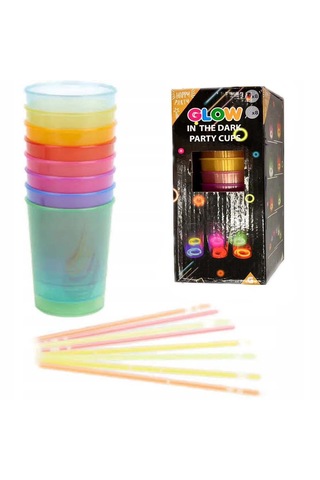 Karanlıkta Yanan Gece Işığı Mega Glow Bardaklar 8 Adet 8.5 X 10.5 Cm 5615 "