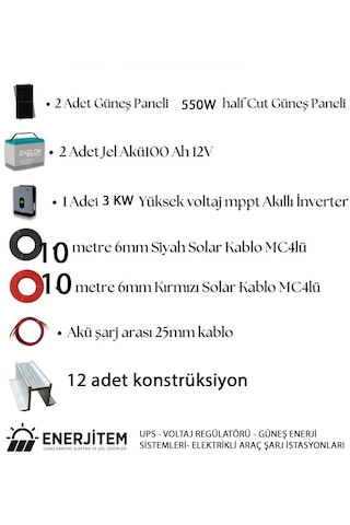 Enerjitem Kurulum Ve Nakliye Dahil 3kw Güneş Enerjisi Solar Paket