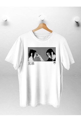 Unisex Kadın Erkek Uchiha Itachi Naruto Anime Karakter Tasarım Baskılı Oversize Beyaz T-shirt Beyaz Mck1783 Beyaz