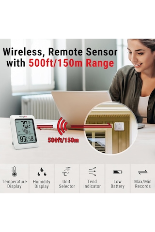 Tr Thermopro Tp60 Kablosuz İç Ve Dış Mekan Termometresi, 60m Menzilli Dijital Sıcaklık Ve Nem Takip Monitörü