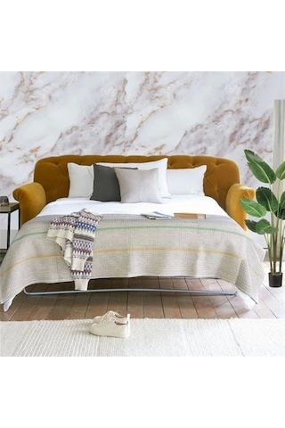 Mermer Desenli Masa Tezgah Mutfak Su Geçirmez Yapışkanlı Folyo Sticker Sarı 5x0,6m K0