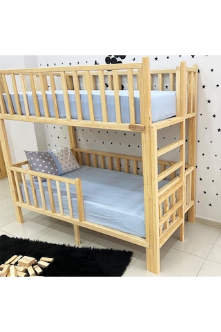 Markaawm Markaawm Montessori Yatak Doğal Çam Karyola Merdivenli Ranza Akçaağaç