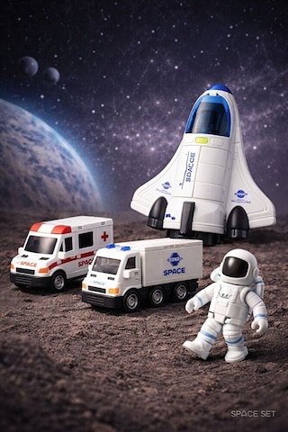 Uzay İstasyon Oyuncağı Set Oyuncak Roket Uzay Mekiği Uzay Aracı Ay Taşıtı Astronot Ambulans