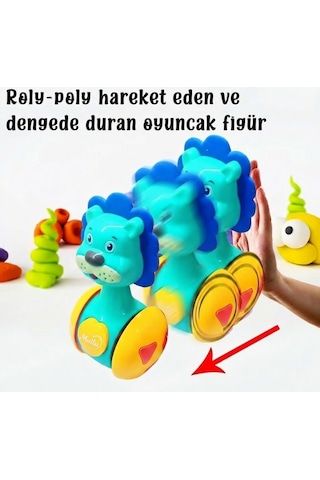 Sevimli Aslan Hacıyatmaz Oyuncak Yeşil - Sesli Ve Çıngıraklı Sallanan Bebek Denge Oyuncağı