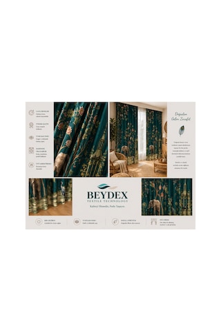 2 Adet 140x260 Cm Ölçüsünde Şık Dekoratif Fon Perde Koleksiyon Turkuaz