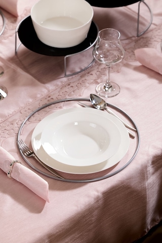 Edora Home 12'li Metal Yuvarlak Supla, Gümüş Amerikan Servis, Halka Runner - Paslanmaz Gümüş