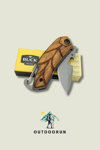 Buck Kahverengi Kancalı Mini Cep Kamp Çakısı 15 Cm Kahverengi