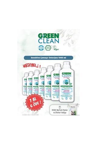 Green Clean Sensitive Çamaşır Deterjanı 1000 Ml 7 Al 6 Öde Ve Rosie Hediye