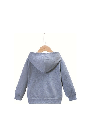 Uyguntarz Lolipop Desenli Kalp Baskılı Oversize Çocuk Sweatshirt Gri