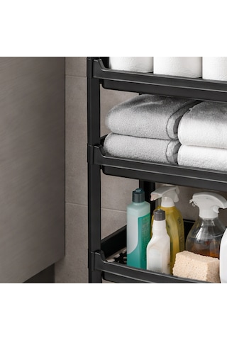 Porsima Org-74-ecom 4 Katlı Düzenleyici-banyo Mutfak Organizer Raf Siyah