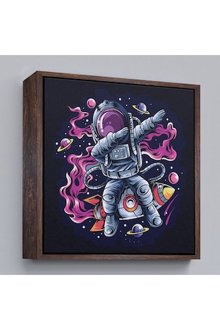 Çerçeveli Dans Eden Astronot Kanvas Tablo-5069