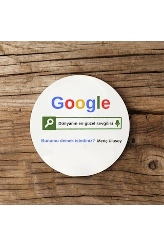 Kişiye Özel Google Tasarım Esprili Mdf Bardak Altlığı 1 Adet Beyaz