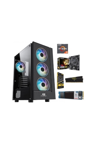 APU AMD Ryzen 3 2200G 16 GB DDR4 250 GB NVMe SSD Free Dos Oyuncu Bilgisayarı