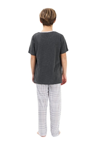 Yeni İnci Kısa Kollu Ekose Erkek Çocuk Pijama Takım Cep341 001