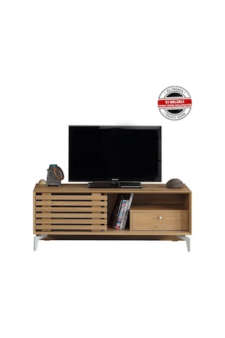 Lulu Metal Ayaklı Tv Ünitesi 100Cm / Sürgülü Kapaklı Tv Sehpası