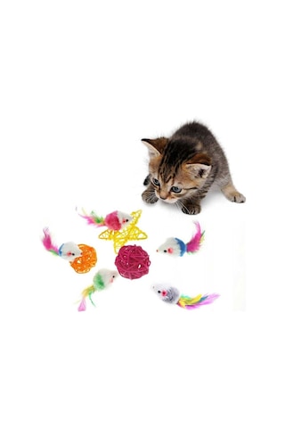 Peluş Fare Renkli Kedi Oyuncağı 4.5 Cm