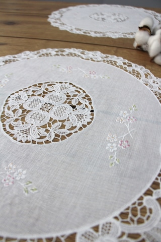 2' Li Amerikan Servis Supla Dantel İşlemesi Görünümlü 40 Cm Yuvarlak Beyaz