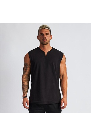 Siyah Spor Giyim Kas Spor Yelek Erkekler Yaz V Yaka Tanktop Erkekler Vücut Geliştirme Spor Giyim Egzersiz Kolsuz Tişört