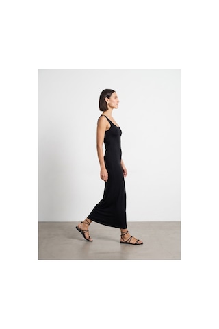 Dilvin 91733 Bra-free Midi Elbise-siyah-16505