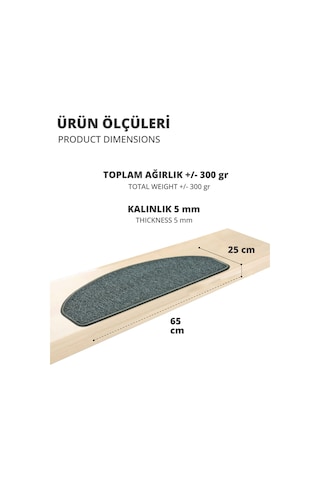 Yarım Ay Bukle Halıdan Ekonomik Basamak Ve Merdiven Paspası - Antrasit / Adet Olarak Satılır Null