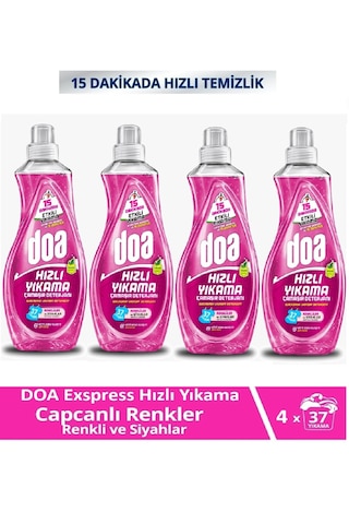 Doa Express Hızlı Yıkama Canlı Renkler Renkli Ve Siyahlar Sıvı Çamaşır Deterjanı 1480 Ml X 4 Adet