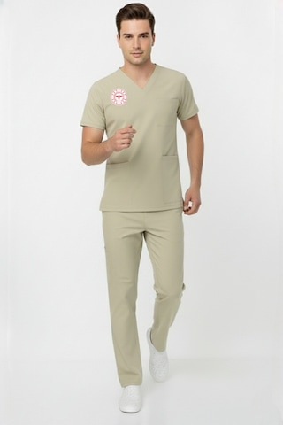Unisex Bej Moth Teknisyen Tekniker Tıbbı Sekreter Scrubs Üniforma Takım Sağlık Bak.yeni Yön.uygun Bej