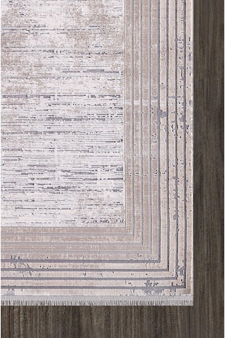 Artemis Halı Couture 008639a Gri Bej Çerçeveli Eskitme İpek Halı