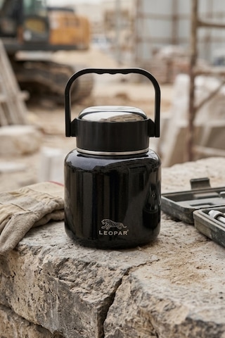 Cooker Leopar 900 Ml Kaşıklı Yemek Termosu Yk1517 Siyah