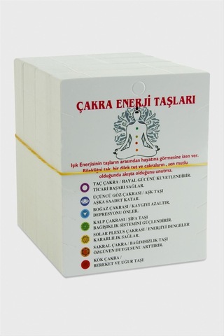 Cosmotex 3lü Çakra Enerji Taşları Bileklik Kartı-beyaz Çok Renkli