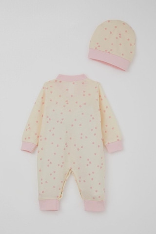 Breeze Kız Bebek Tulum Çiçek Desenli 0-6 Ay, Krem Krem