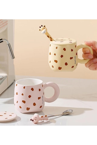 Zürafa Temalı Seramik Kupa 1966 Açık Sarı