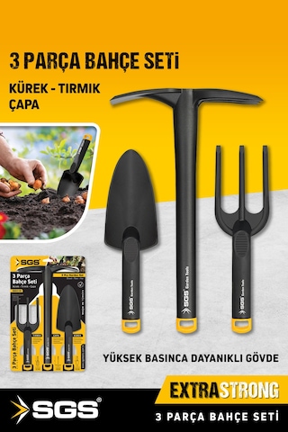 Sgs 3120 Hobi 3'lü Mini Bahçe Seti Plastik Çapa Tırmık Kürek Saksı Çiçek Ekim Bakım Seti