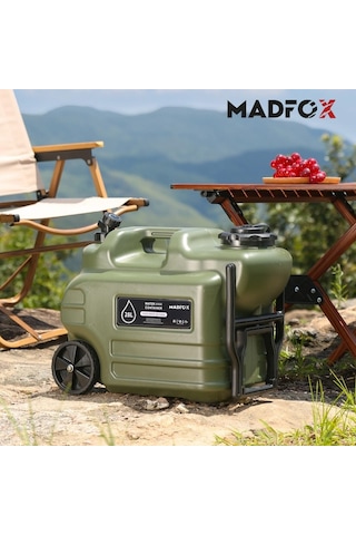 Madfox Galon Air Pe Tekerlekli Musluklu Su Bidonu 28 Litre Green Yeşil